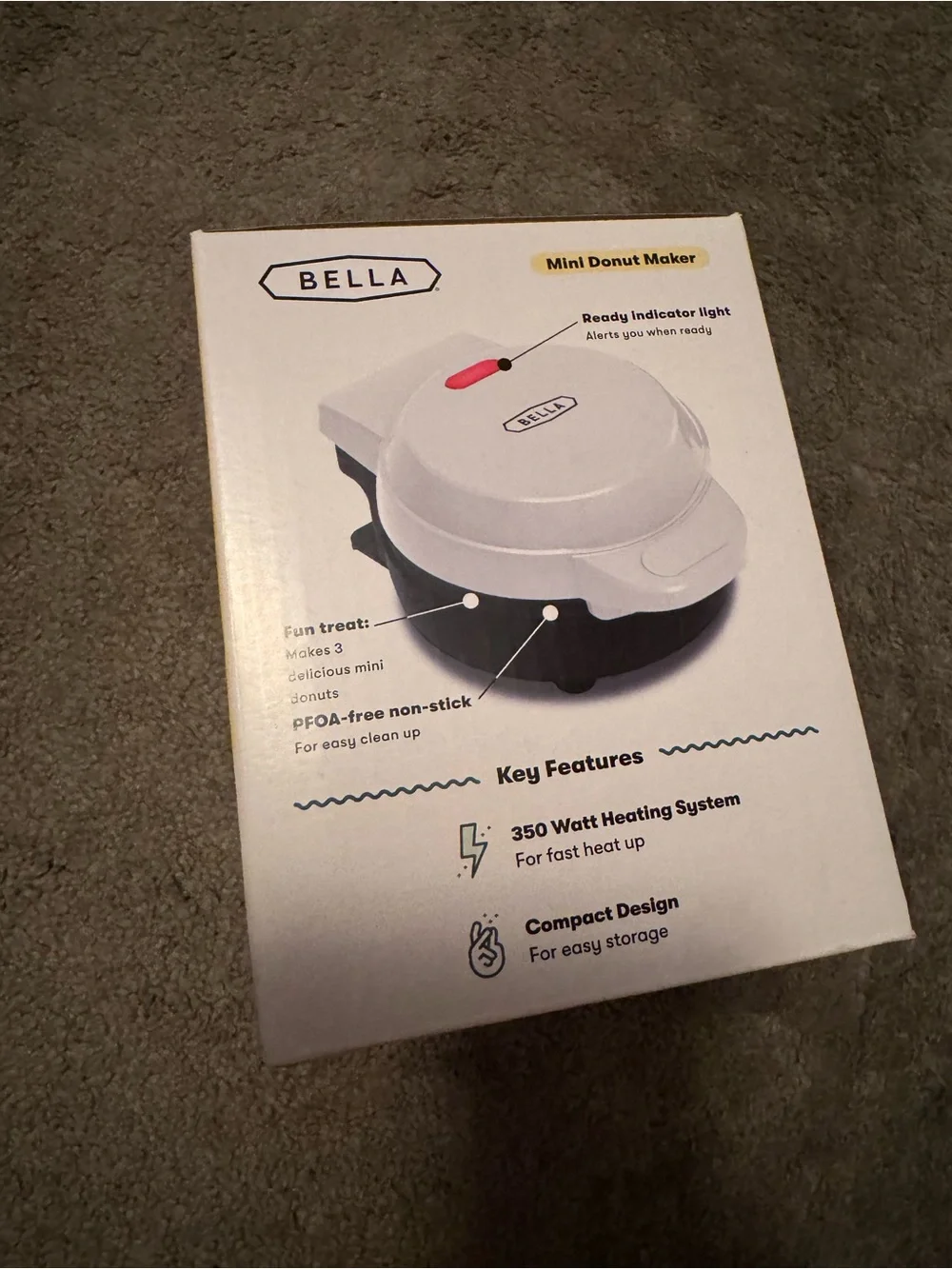 Abella Mini Rosquillera Donut Maker - White and Black with Yellow Box